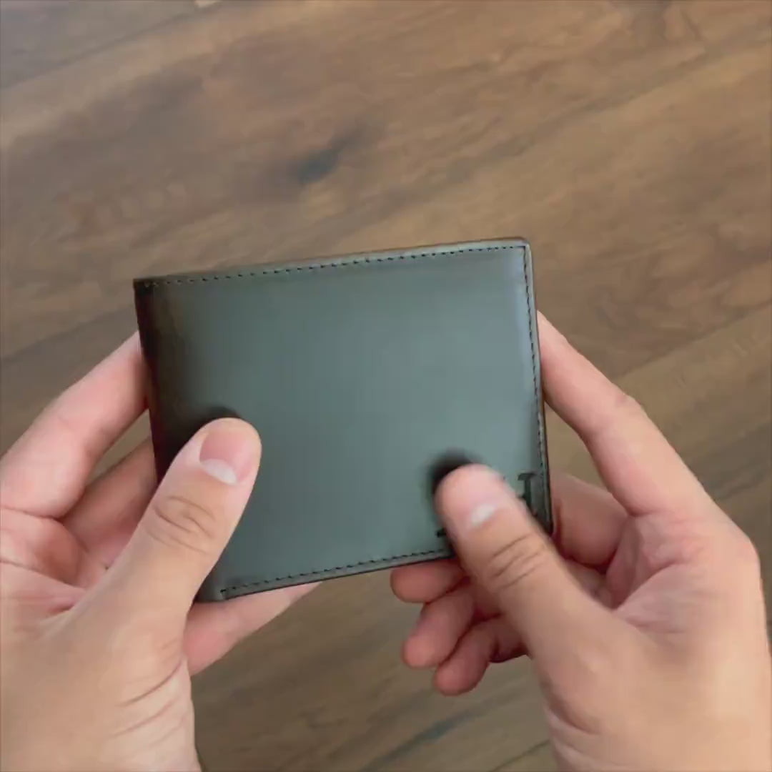 Custom Engraved RFID Leather Wallet - Personalized Anniversary Gift for Him - Husband, Boyfriend, Father - Genuine Leather Men's Wallet