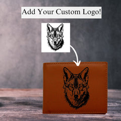 Men&#39;s leather bifold wallet, Genuine leather custom wallet, Gift for him, Husband Gift, Add your own custom logo